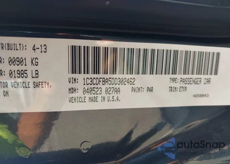 2013 Dodge Dart Sxt z USA, uszkodzony, nr VIN 1C3CDFBA5DD302462